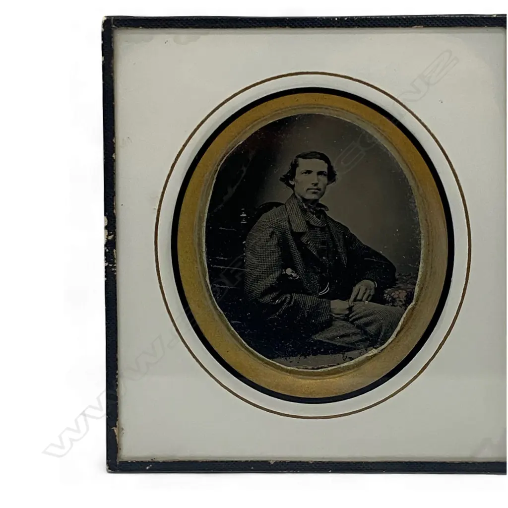 Glass matted ambrotype - young man in tweed suit, Image 1++